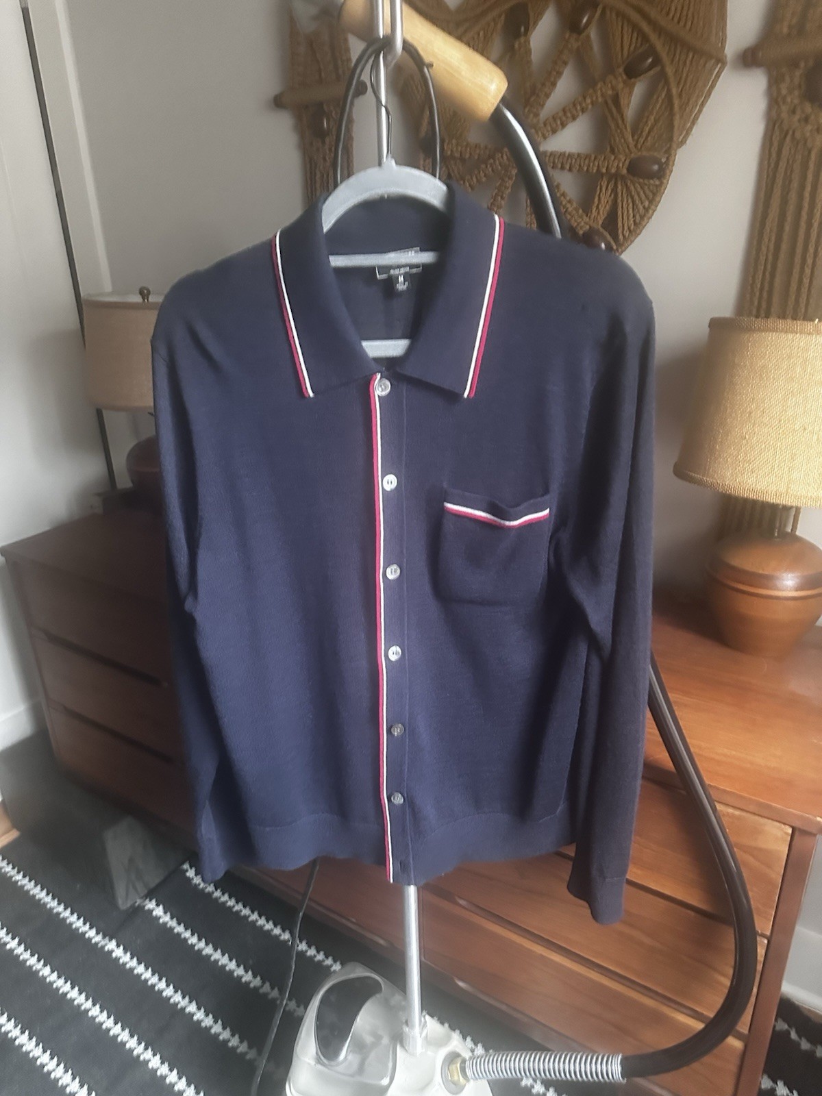 Todd Snyder Navy Collared Button Front Cardigan S… - image 1