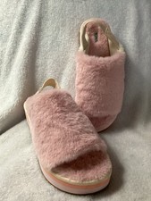 TOMS Pink Furry Sofia Slip On Faux Fur Sling Back Shoes Slippers Womens 7