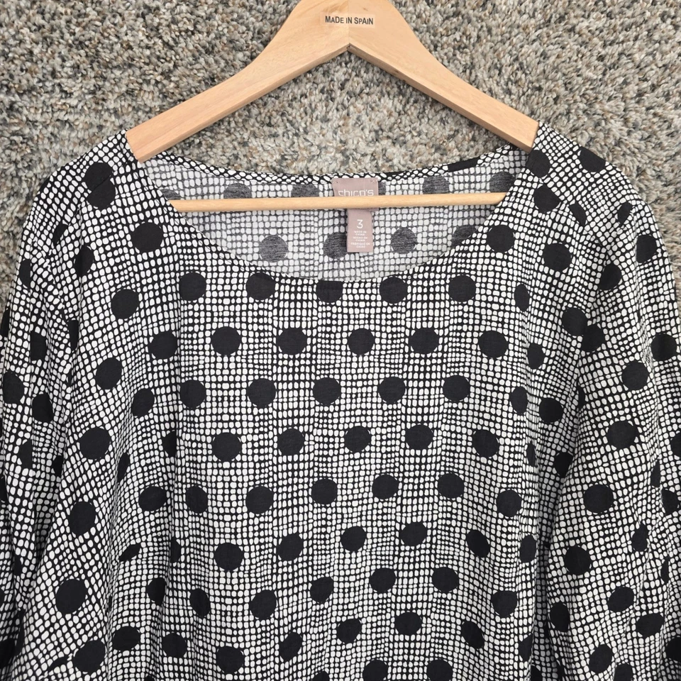 Blusa informal Chicos Top Mujer 3 US XL Negra Cuello Redondo Botón Pestaña Foto 4 de 4