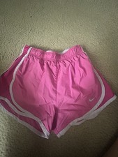Nike Dri-FIT Women s Pink/White Running Shorts S Lined Mesh Polyester