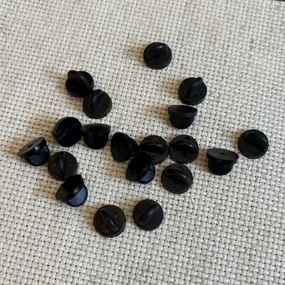 25 Black Rubber Pin Backs Lapel Pin Backs Pin Safety Back Brooch Tie Replacement