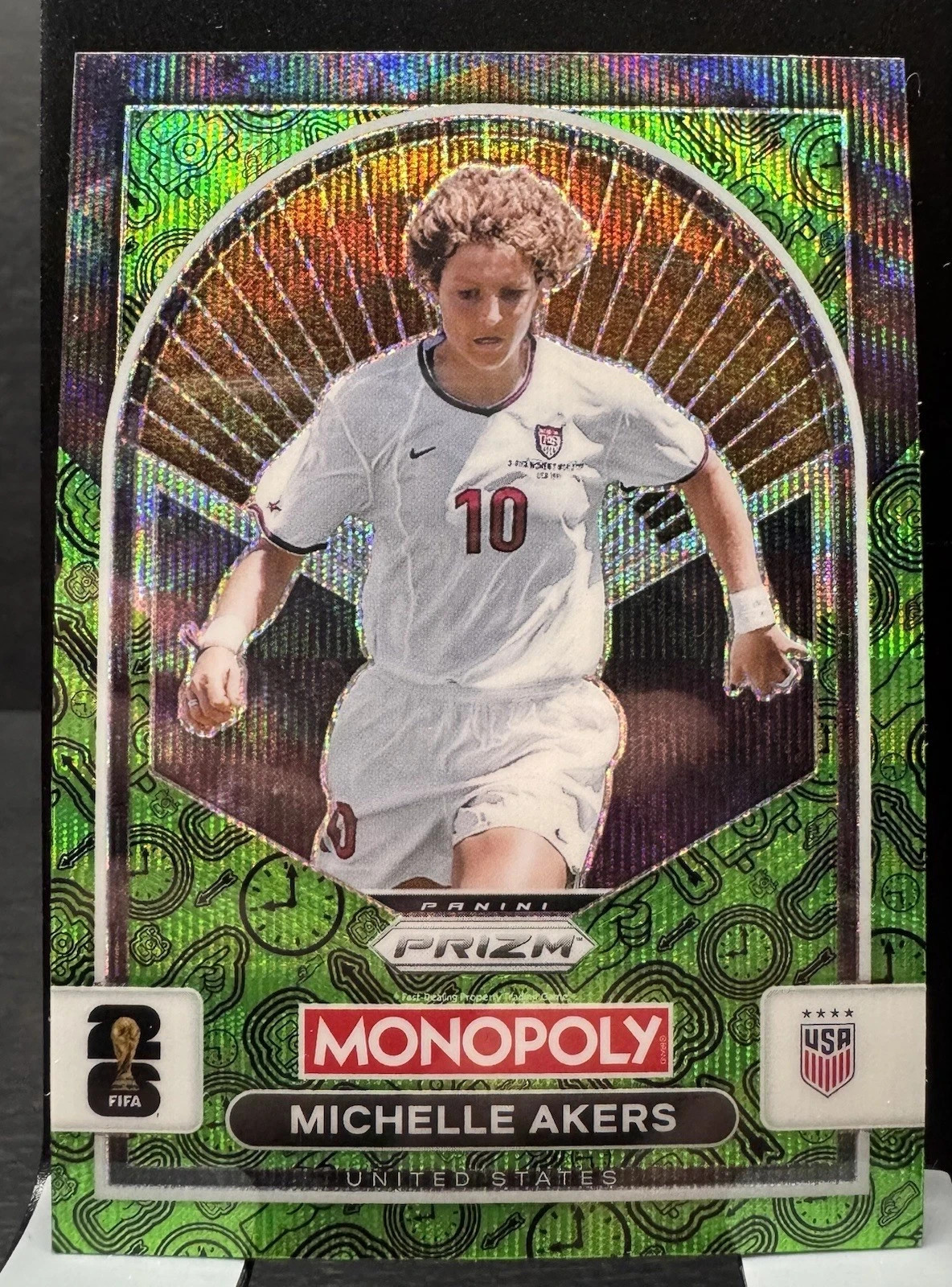 Michelle Akers #90 2026 Panini Prizm Monopoly FIFA World Cup - Green Wave SP