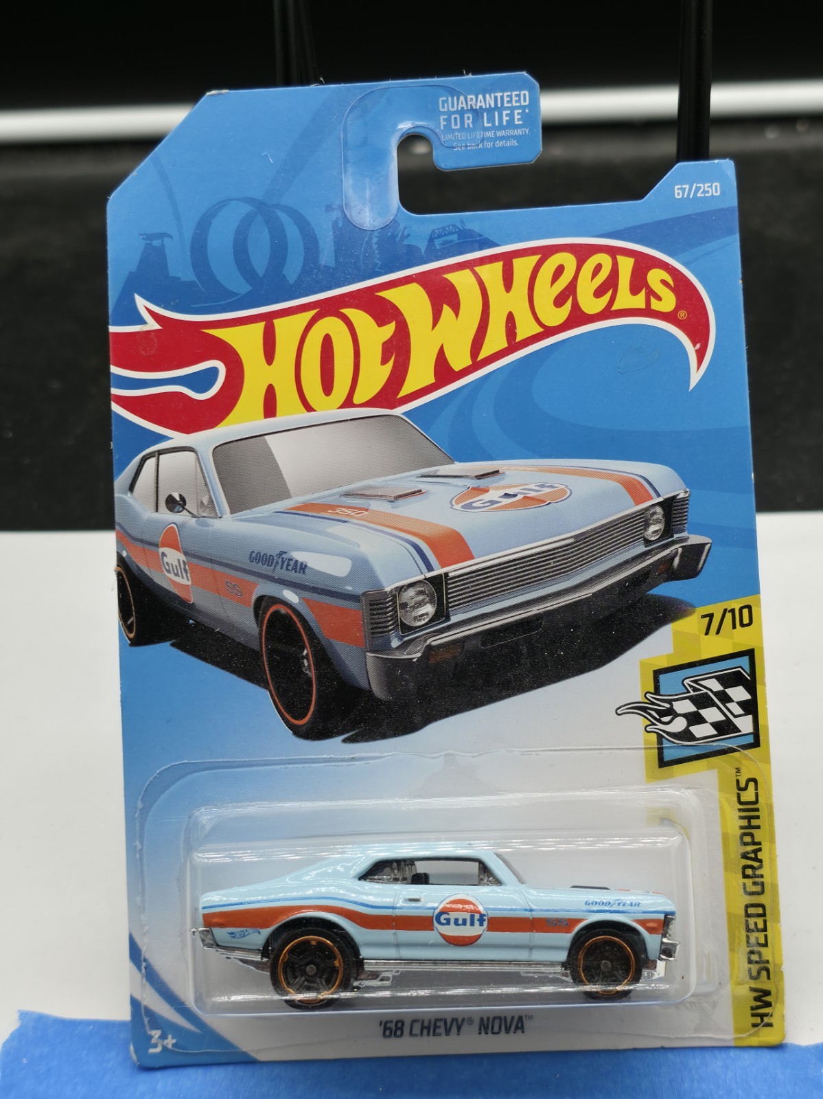 2019 Hot Wheels '68 Chevy Nova SS Gulf #67/250 HW Speed Graphics 7/10 Blue (New)