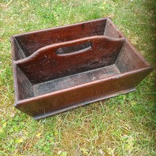 Antique Cutlery Tray, Mahogany Container butlers trug