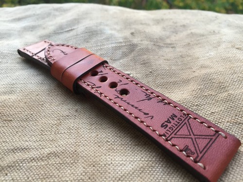 24mm Handgefertigtes Leder Uhrenarmband, Flottiglia Tribut, Braun, Decima Mas - Bild 6 von 8