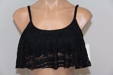 NWT Kenneth Cole Reaction Swimsuit Bikini Bra Top Crochet BLK Sz S,M, XL
