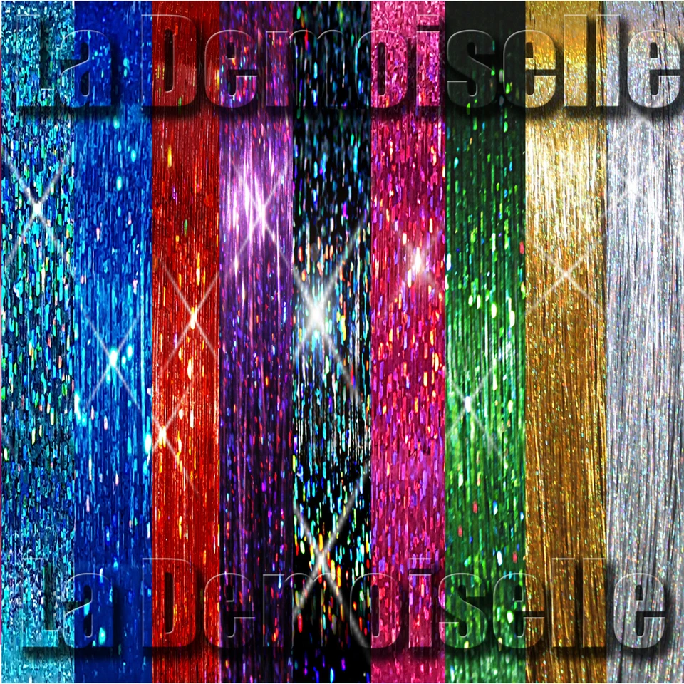 NUEVO OROPEL PARA CABELLO BRILLANTE 20"/40" 100 HEBRAS (elige color) vendedor de EE. UU. Foto 3 de 4