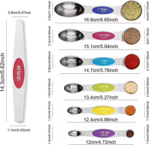 Magnetic Measuring Spoons Set with Leveler – Stackable Stainless Steel - 第 4/4 張圖片