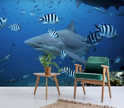3D Tierhai Wartet M2847 Tapete Wandbild Selbstklebend Abnehmbare Aufkleber Romy