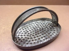 Vintage Tin Hand Held Oval Cheese Grater Zester 4" x 3" Early Kitchen Tool