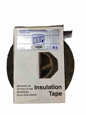 NATIONAL REFRIGERATION PRODUCTS, (NRP) NRP-N5 Self Adhesive Insulation Tape 1/8” x 2” x30’ Roll USA Made