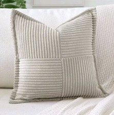 OTOSTAR Striped Corduroy Throw Pillow Covers with Splicing Super Soft Boho...