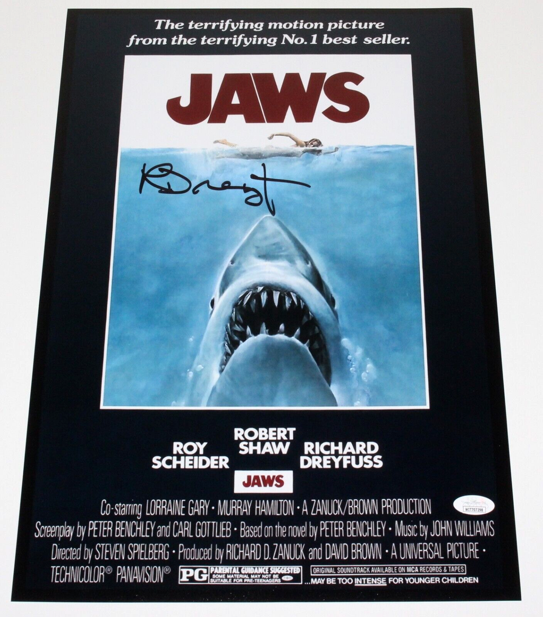 RICHARD DREYFUSS SIGNED 'JAWS' MATT HOOPER 12x18 MOVIE POSTER B