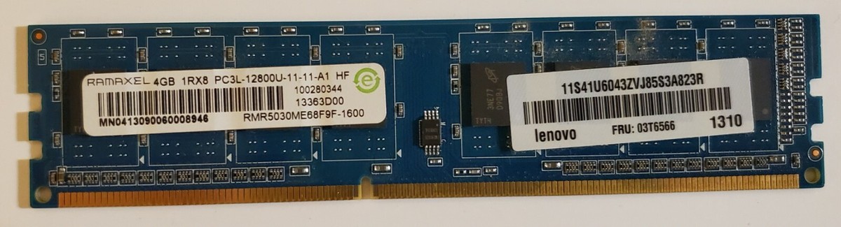 RAMAXEL 4GB 1Rx8 PC3L - 12800U-11-11-A1 (MN0413090060008946