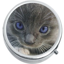 Kitten Cat Medicine Vitamin Compact Pill Box