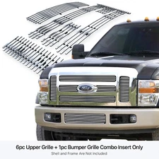 Fits 2008-2010 Ford F-250/F-350/F-450/F550 Super Duty Chrome Billet Grille Combo