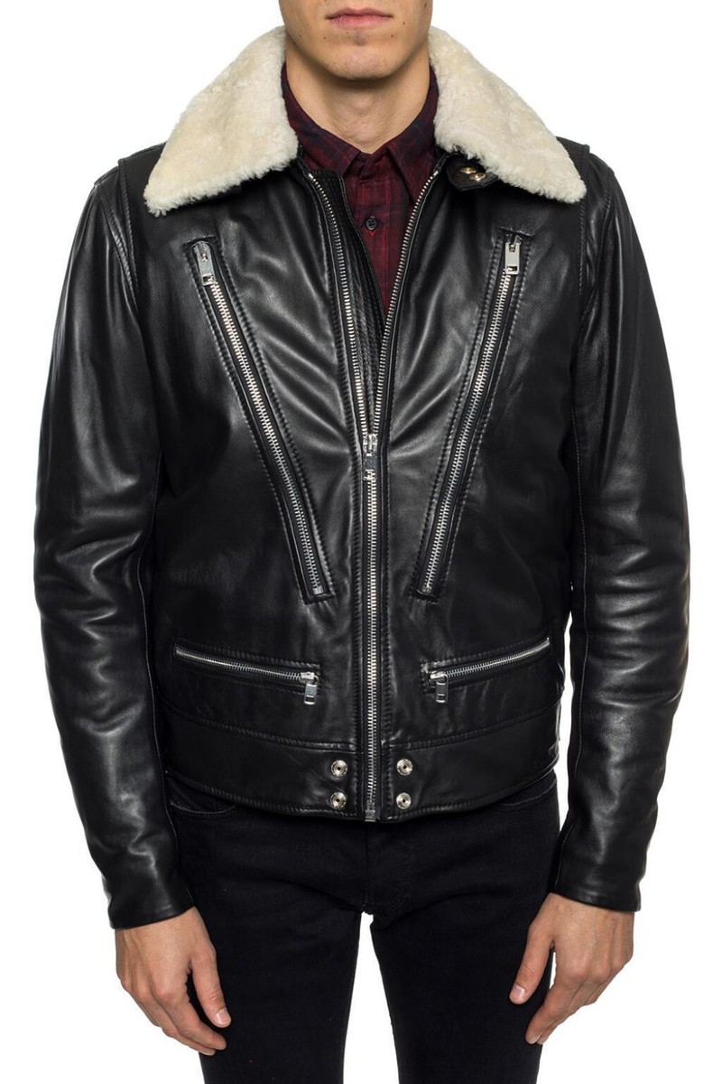 $1280 Designer DIESEL Men's Black Zip Detailing Aviator $1280 Designer DIESEL Men's Black Zip Detailing Aviator