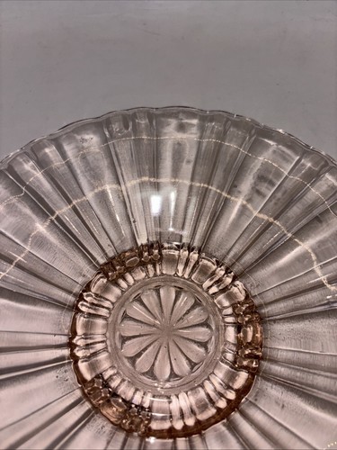 Plato de caramelo de 8", patrón de café antiguo, vidrio de la depresión rosa ancla Hocking vintage - Imagen 5 de 9