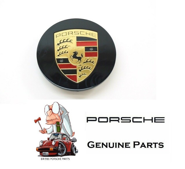 Genuine Porsche 997 987 Cayenne Center Cap Black Colored Crest Wheel
