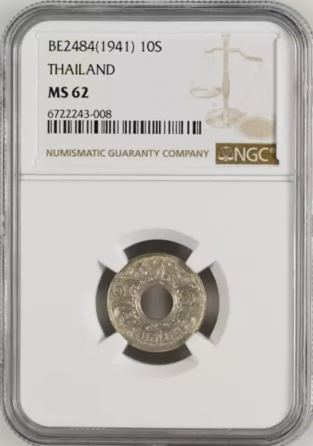 BE2484 1942 Thailand 10S NGC MS 62