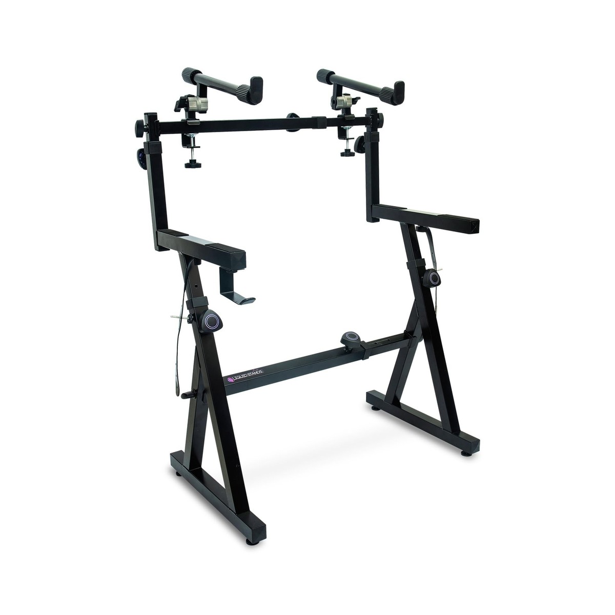 Liquid Stands Dual Piano Keyboard Stand with 2nd Tier - Z Style