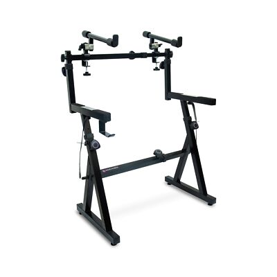 Liquid Stands Dual Piano Keyboard Stand with 2nd Tier - Z Style Adjustable an...