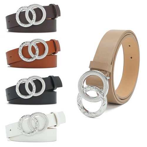 Women Belts For Jeans With Fashion Double O Ring Buckle And Faux Leather Ebay