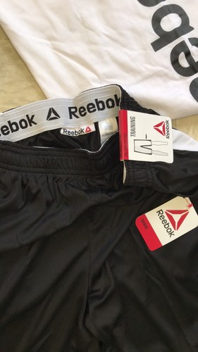 NWT REEBOK Muscle Shirt and Training Shorts 2 piece Outfit Set Black and White - Picture 8 of 10