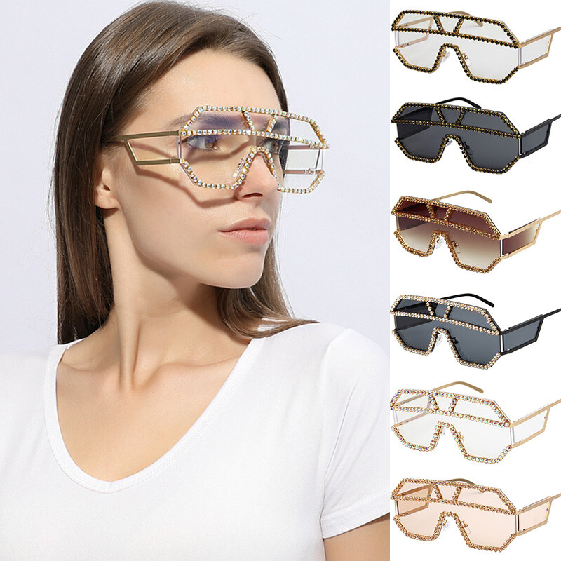 Geometric Patterns Rhinestone Oversized Sunglasses Womens Fashion