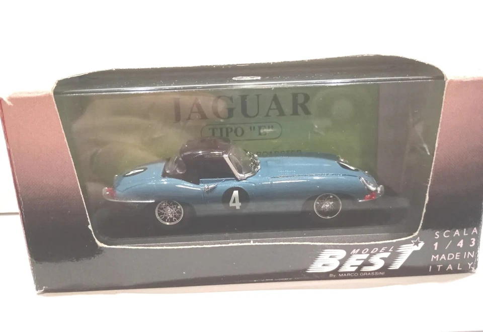 Mejores Modelos 1:43 Jaguar E-Type Tipo "E" #4 Azul Diecast con Caja y Hoja de Información Foto 2 de 4