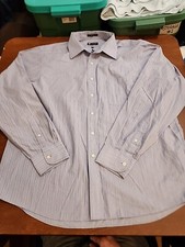 CHAPS Easy Care Men's XL 17-17.5 36/37 L/S Blue/Blue Dress Shirt EUC. GB16