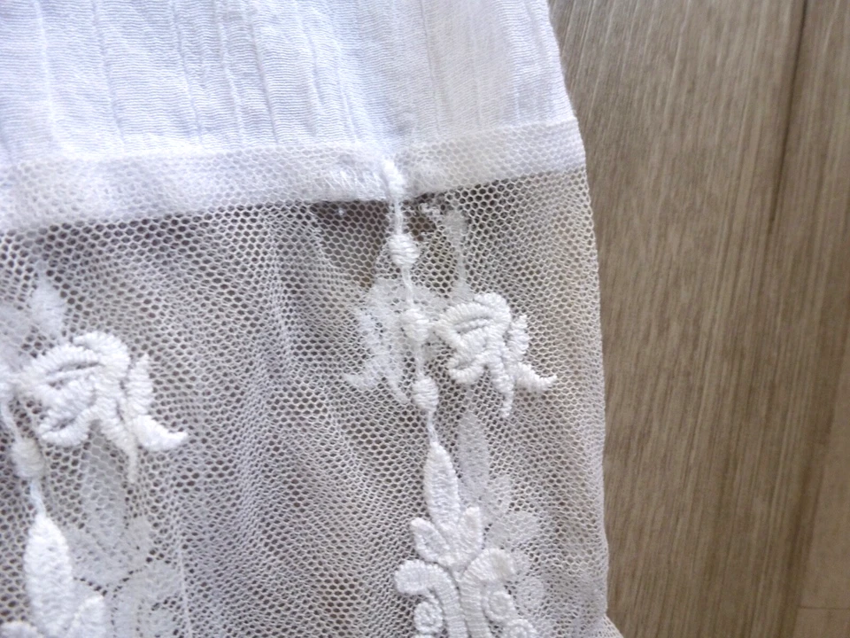 NY Collection Blouse Women's M White Floral Lace Boho Peasant Hole Sleeve Pic#4 Foto 4 de 4