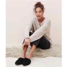 NEW Jenni Kayne Black Shearling Mule Flats Women's Size 7 37 