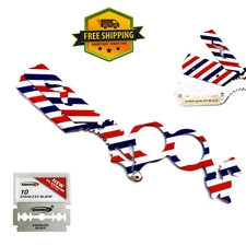 SMART CUT THROAT STAINLESS STEEL BARBER SALON RAZOR BLADE HOLDER + 10 BLADES 