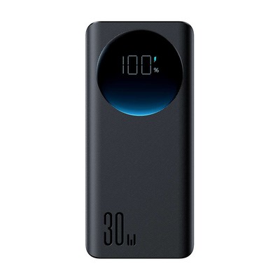Powerbank in Schwarz 30W 20000mAh + USB-A - USB-C Kabel 0,25m Schnellladegerät