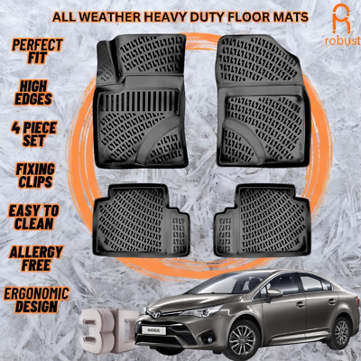 3D Molded Floor Mats Liners Fits Toyota Avensis 2015-2018 All Season Heavy Duty