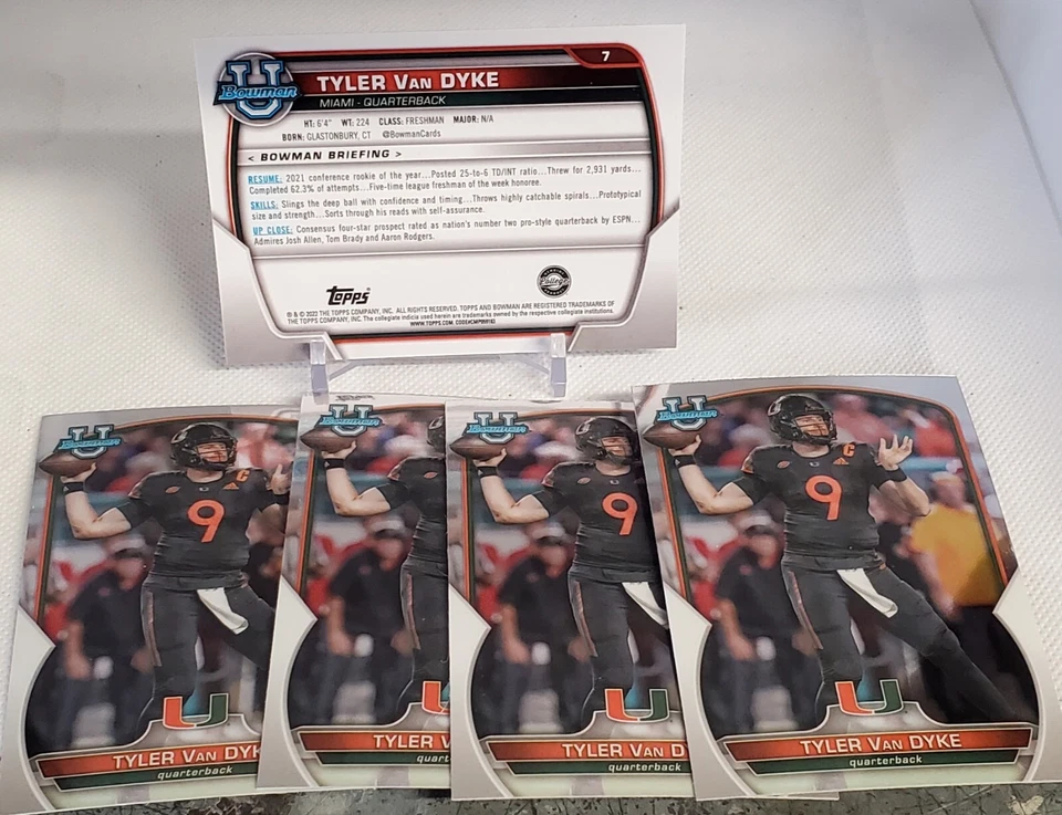 (LOT OF 5) 2022 Bowman Chrome University: Tyler Van Dyke RC No. 7 (LOT OF 5) RC - Image 2 of 2