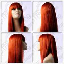HIGH HEAT RESISTANT LONG COPPER RED DRAG QUEEN LADY WOMEN'S DAILY FULL WIG UK