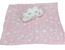 Hudson Baby HB Pink White Cloud Stars Security Blanket Plush Fleece Lovey Soft