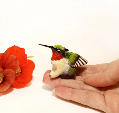 Hummingbi Griffin figurine Gryphon statue TO ORDER Tiny clay bird sculpture