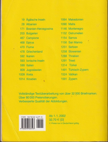 Michel 2001/02 Catalogue Sudeuropa Band 2 - Picture 2 of 2