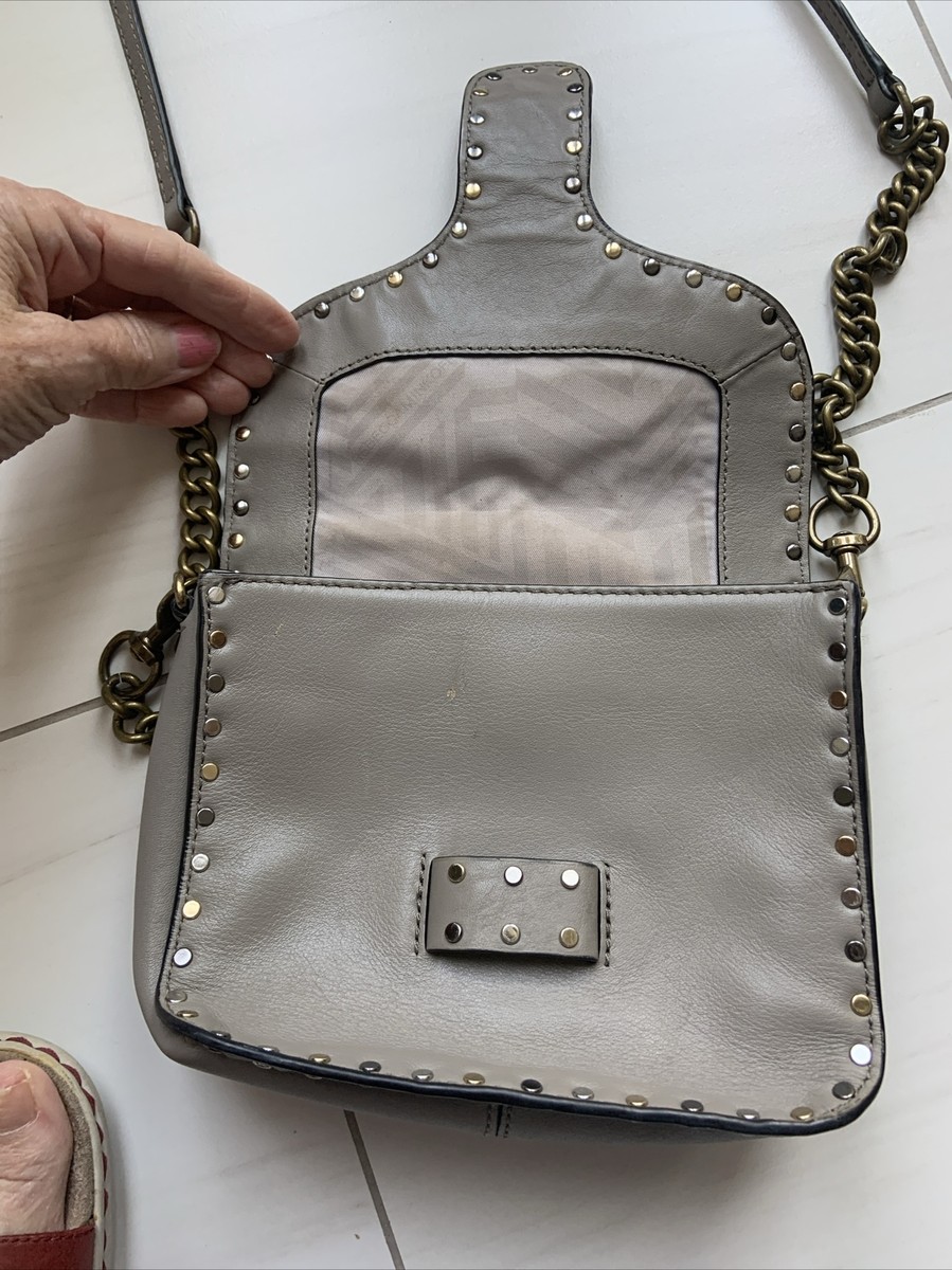 REBECCA MINKOFF Mini Gray Leather Studded Crossbody Bag | eBay display picture 1