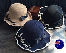 Women Lady Girl Retro Summer Brim Bonjour Travel Bow Ribbon Sun wire Chic Hat 