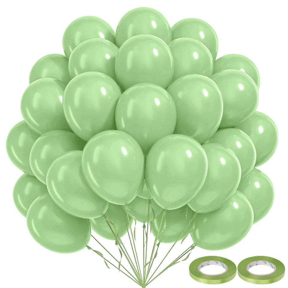 100pcs 10" Latex Balloons with Curling Ribbons Christmas Birthday Wedding Events