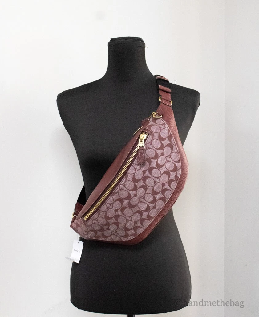 Coach CG994 Warren Wine Chambray Signature Canvas Pebbled