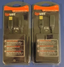 Lot Of 2 Gigaware 6 ft USB 3.0 Extension Cable for Mac and PC 2603154 