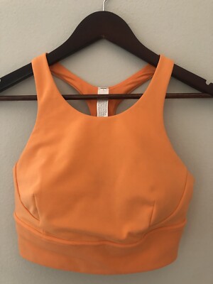 Lululemon Wunder Train Longline Bra Fade Med Support C/D Cup Sz 10 Orange Frappe