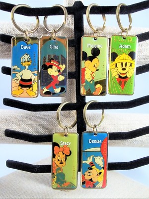 Mickey Minnie Donald Keychain Walt Disney World Enamel Metal Personalized Name