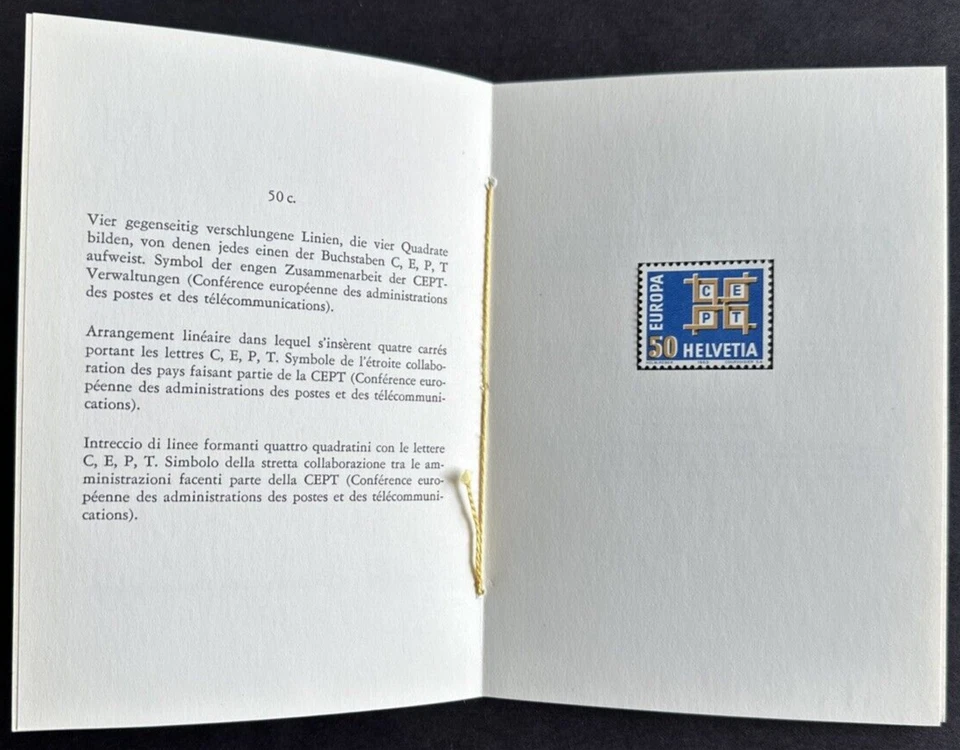 Switzerland 1963 Sc# 429 Souvenir Folder Mint Stamp EUROPA CEPT Unity Issue - Image 3 of 4