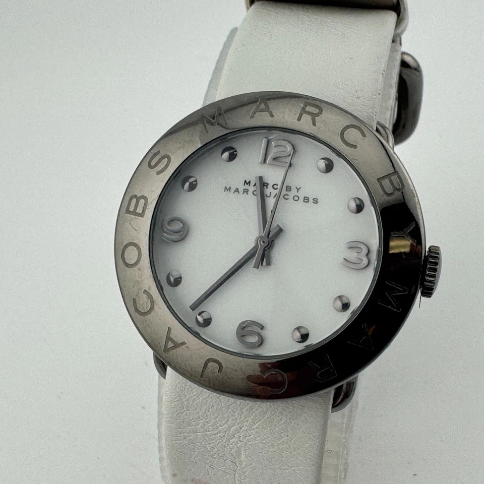 Marc Jacobs Reloj Cuarzo Mujer 30m Negro Blanco Acero Cuero Analógico Batería Nueva Foto 2 de 4